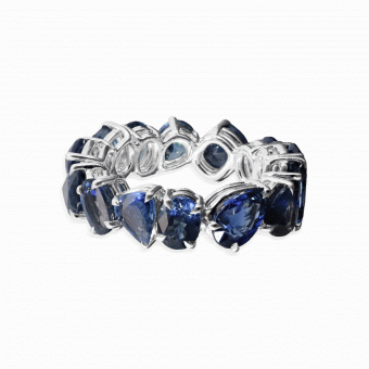 Mix shapes blue sapphires eternity ring