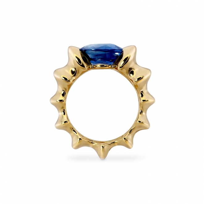 4.49ct Oval Blue Sapphire Outer Space Gold Ring