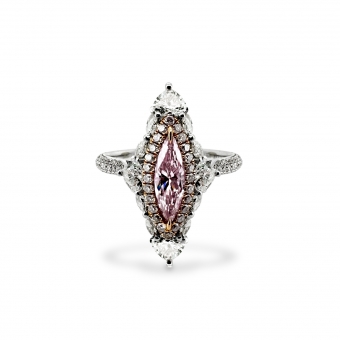 Light Pink Diamond Marquise Brilliant Cut Engagement Ring