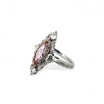 Light Pink Diamond Marquise Brilliant Cut Engagement Ring