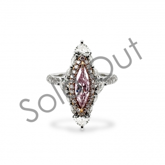Light Pink Diamond Marquise Brilliant Cut Engagement Ring
