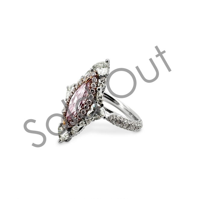 Light Pink Diamond Marquise Brilliant Cut Engagement Ring