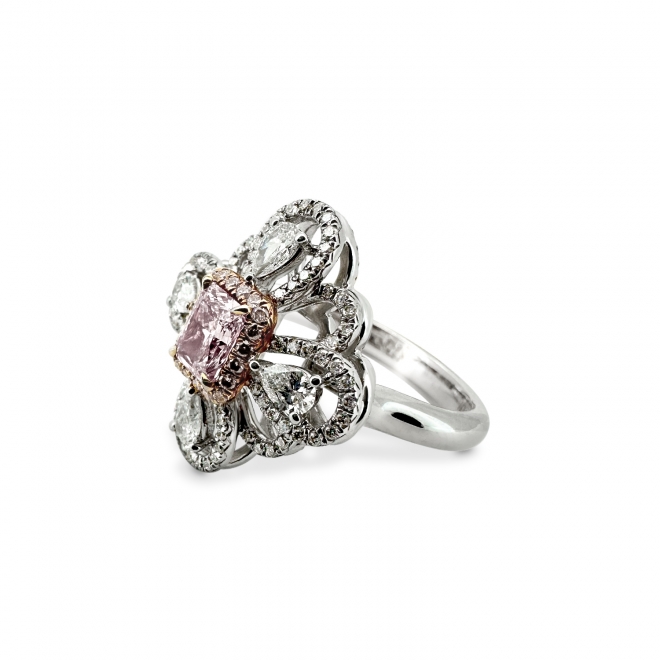 Light Pink Radiant Cut Diamond Engagement Ring