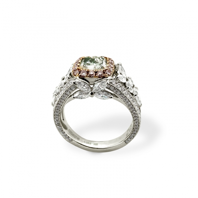 Light Green Radiant Cut Diamond Engagement Ring