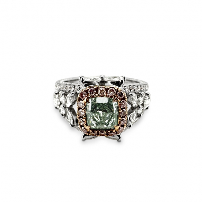 Light Green Radiant Cut Diamond Engagement Ring