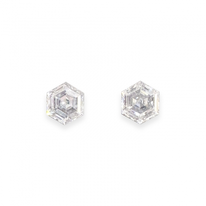 Pair Loose Diamond Clear Eye 0.60ct Hexagon Shape