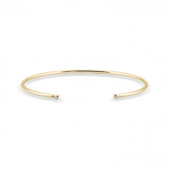 Gold Thin Tube Bangle with Diamonds Classic