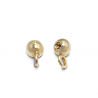 Solid Gold 3mm internal threading Ball with hoop