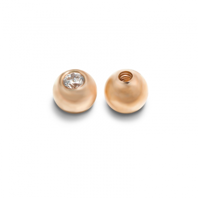 Internal Threading Solid Gold Ball with 1.5 CZ stone Internal Threading Solid Gold Ball with 1.5 CZ stone