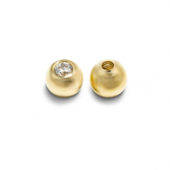 Externally Threading Solid Gold Ball with 1.5 CZ stone