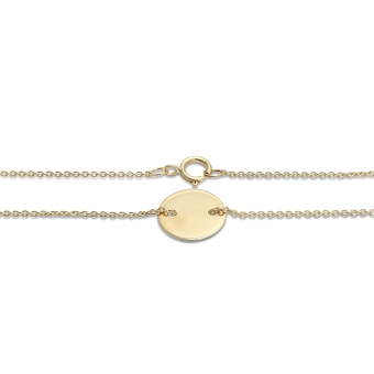 Gold 10mm Disk Bracelet with side holes 16cm chain
