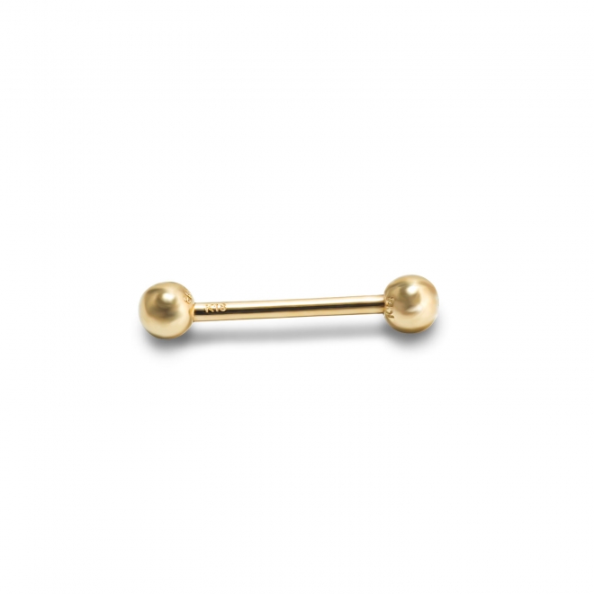 Gold Solid Straight Bar and 2 solid Balls