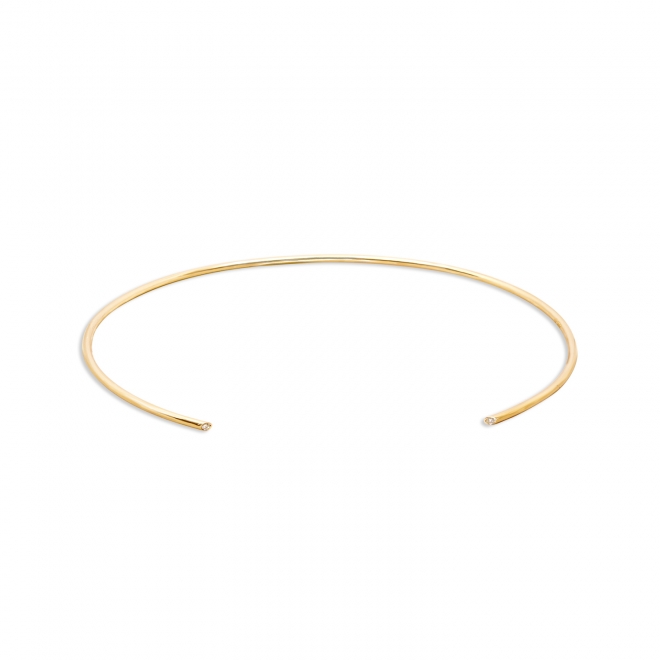 Gold Tube Bracelet With 2 x 1.2mm Gemstones
