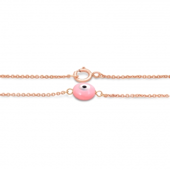 Gold Bracelet Pink Evil Eye