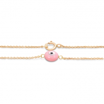 Gold Bracelet Pink Evil Eye