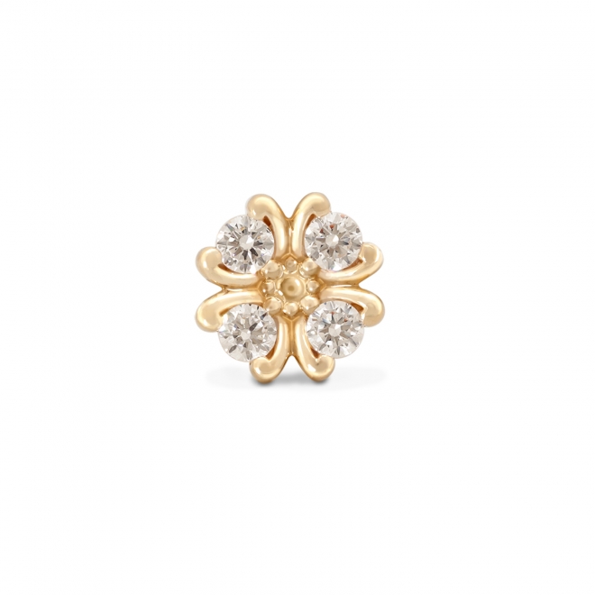 Gold Flower Helix Piercing with 4 x 3mm Gemstones