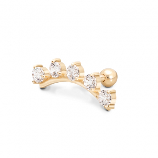 Gold Helix Piercing with 5 x 3mm Gemstones Gold Helix Piercing with 5 x 3mm Gemstones