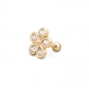 Gold Flower Helix Piercing with 5 x 3mm Gemstones