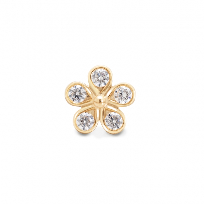 Gold Flower Helix Piercing with 5 x 3mm Gemstones