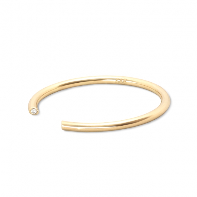Golden Tube Open Ring with 2 Diamonds Golden Tube Open Ring with 2 Diamonds