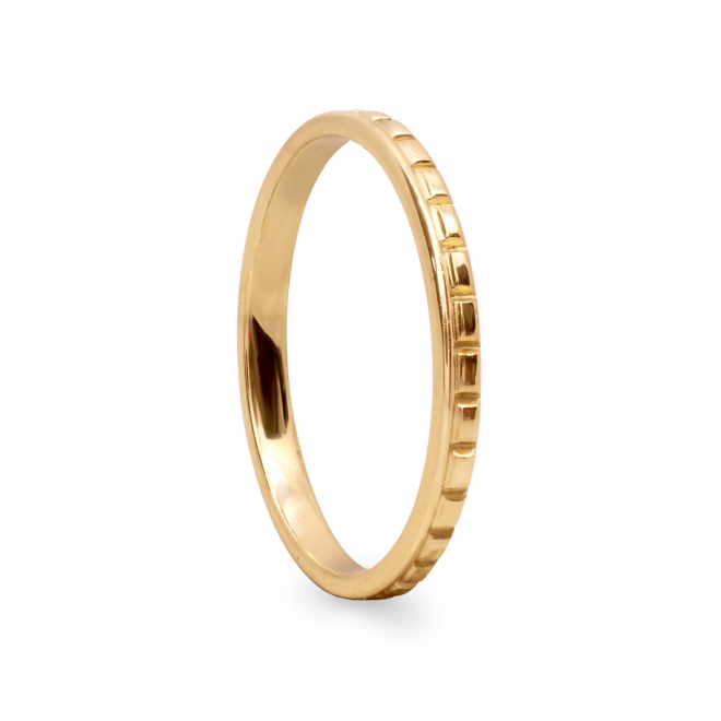 Gold Ring With Round and Rectangle Pattern