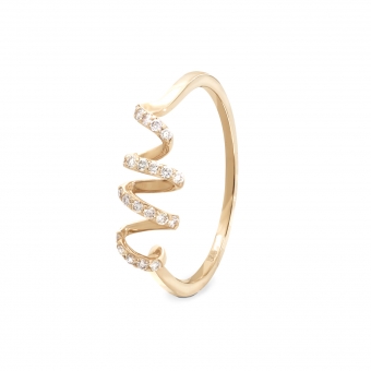 1.1mm Spiral Diamonds Gold Ring 22 stones
