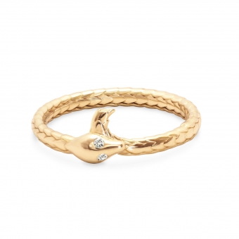 Snake Gold Ring with Gemstones Eyes