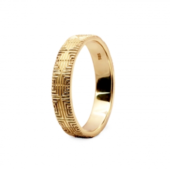 Crossed Square Transition Pattern Gold Ring