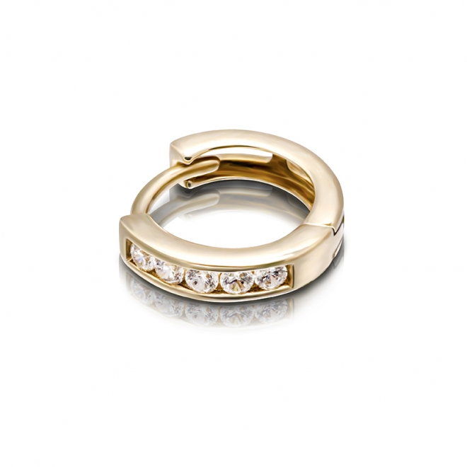 Gold Gemstones Set Huggie Earring (By Piece)