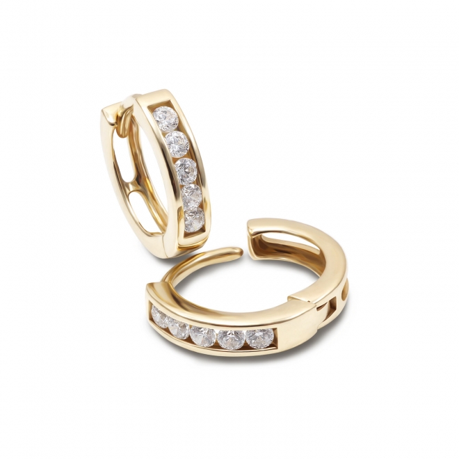 Gold CZ set Huggie Earring (By Piece) Gold CZ set Huggie Earring (By Piece)