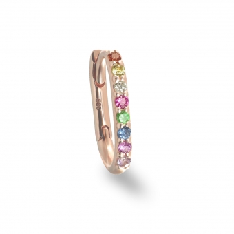 Gold Oval Multi-Stone Huggie Earrings (By Piece)