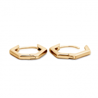 8mm Inner Diameter Pentagonal Gold Huggie Earrings