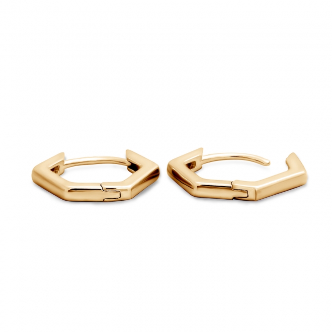 Pentagonal Gold Hoop Earrings