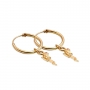 Gold Tube Earrings with Solitaire Diamond Pistol Charm
