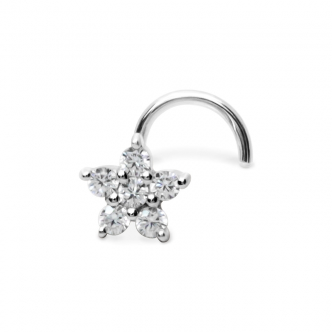 Star Shape Gold Nose Stud with 0.09ct x 5 Diamonds Star Shape Gold Nose Stud with 0.09ct x 5 Diamonds