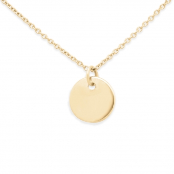 Solid Gold 8mm Disk Necklace