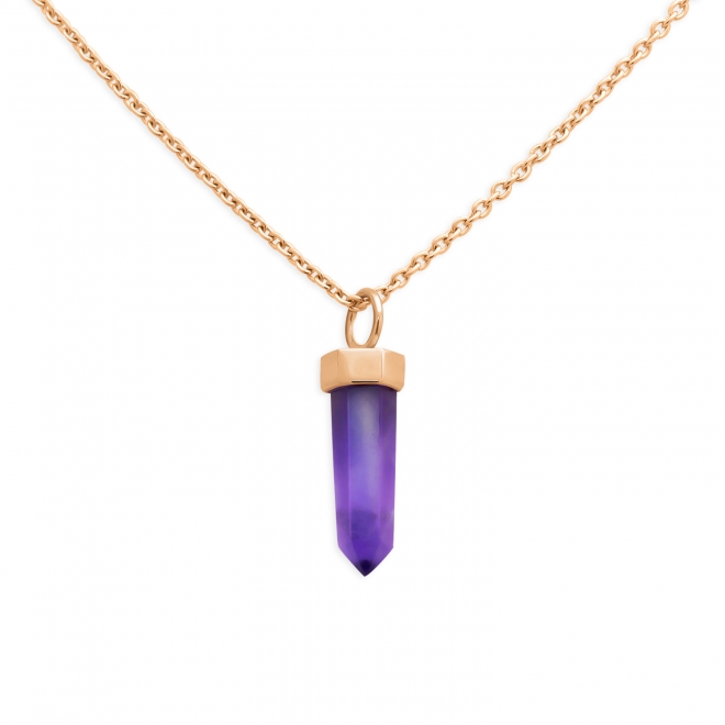 Gold Necklace with Top Grade Amethyst Crystal Shape
