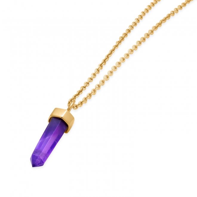 Gold Necklace with Top Grade Amethyst Crystal Shape
