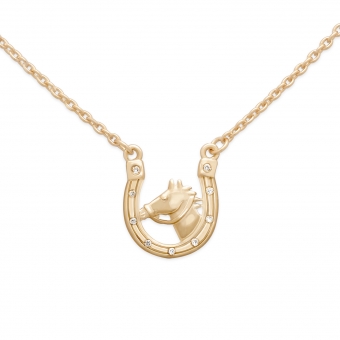 Gold Horse and Horseshoe Stone Necklace