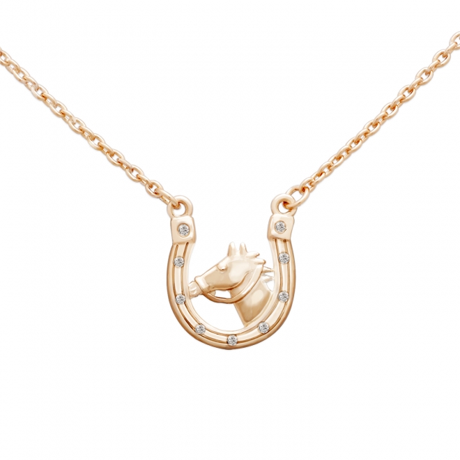 Gold Horse and Horseshoe Stone Necklace Gold Horse and Horseshoe Stone Necklace