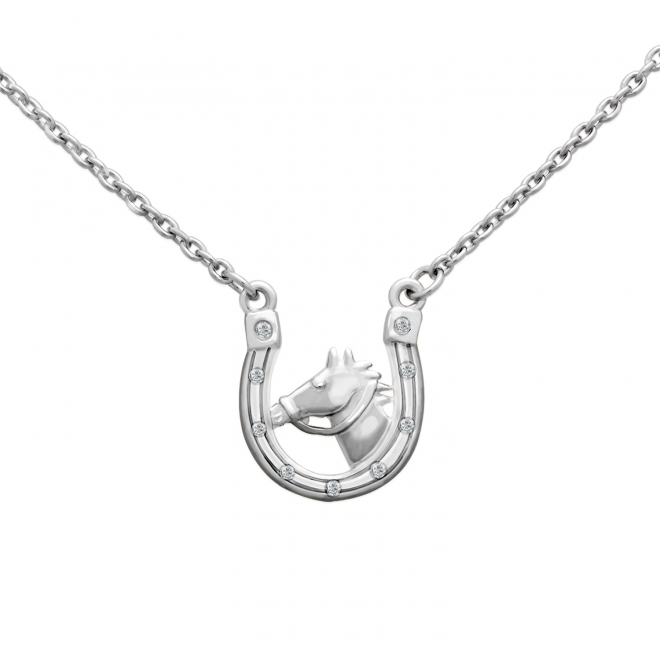 Gold Horse and Horseshoe Stone Necklace Gold Horse and Horseshoe Stone Necklace