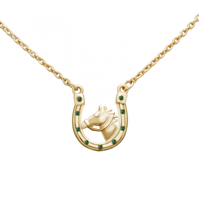 Gold Horse and Horseshoe Stone Necklace Gold Horse and Horseshoe Stone Necklace