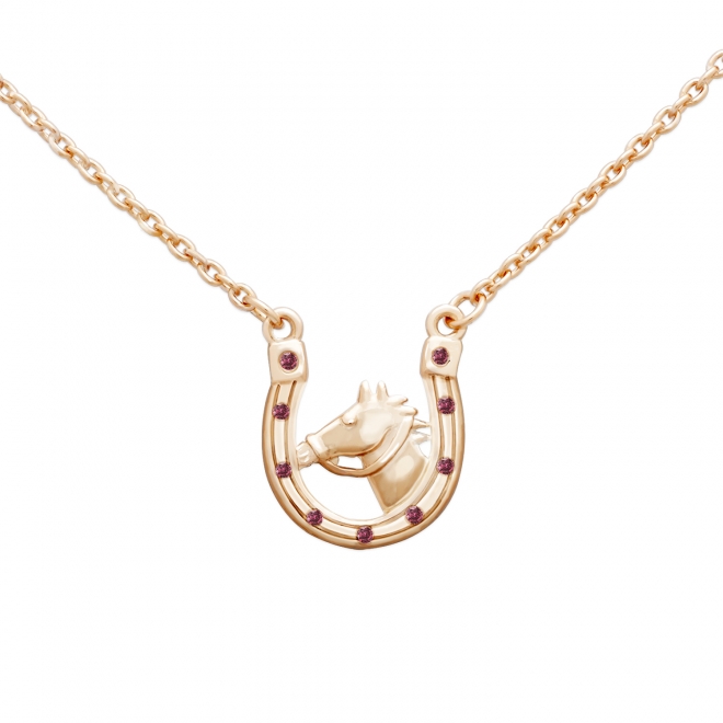 Gold Horse and Horseshoe Stone Necklace Gold Horse and Horseshoe Stone Necklace