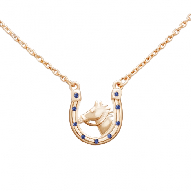 Gold Horse and Horseshoe Stone Necklace Gold Horse and Horseshoe Stone Necklace