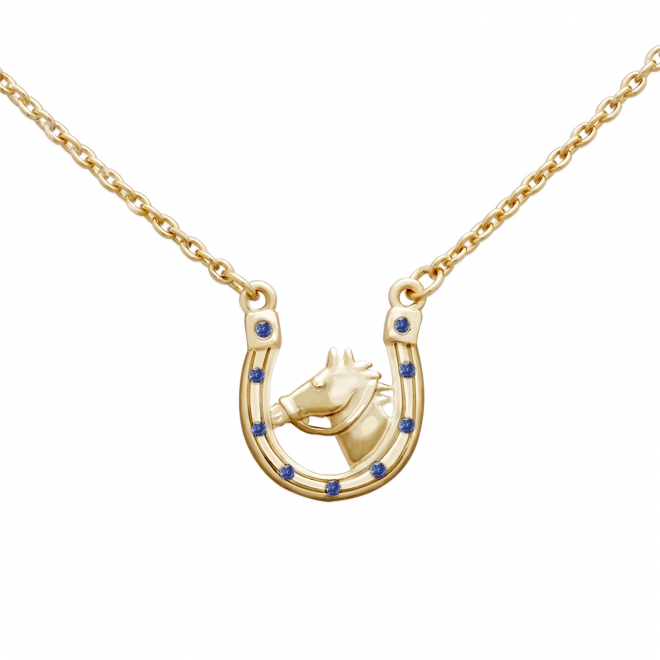 Gold Horse and Horseshoe Stone Necklace Gold Horse and Horseshoe Stone Necklace