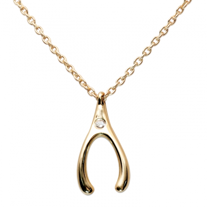 Wishbone Shape with Solitaire Gemstone Necklace