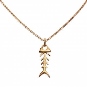 Solid Gold Fish Skeleton Pendent