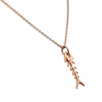 Solid Gold Fish Skeleton Pendent