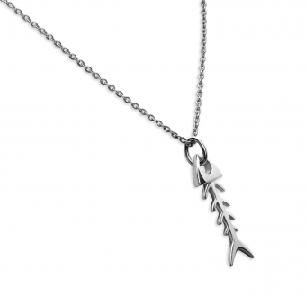 Solid Gold Fish Skeleton Pendent