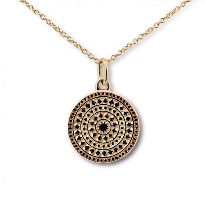 Gold 12mm Engraved Disk Necklace Gold 12mm Engraved Disk Necklace